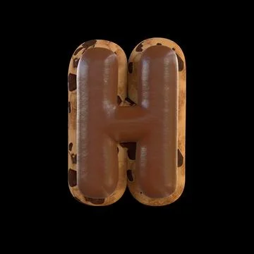 3d rendering of the H letter recreating a cookie with chocolate on top Stock Illustration