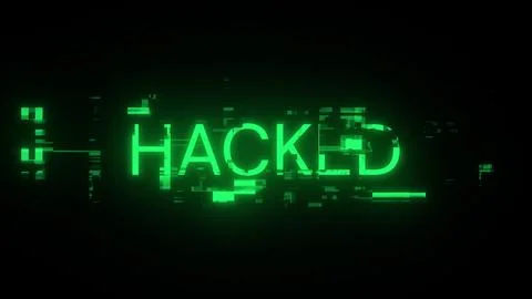 3D rendering hacked text with screen effects of technological glitches Stock Illustration