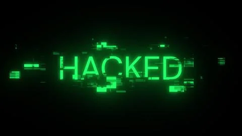 3D rendering hacked text with screen effects of technological glitches Illustrazione stock