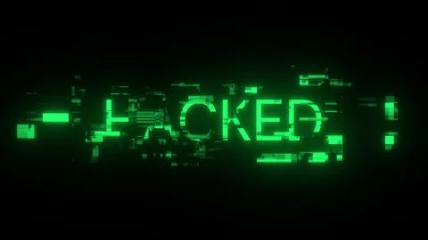 3D rendering hacked text with screen effects of technological glitches Stock Illustration