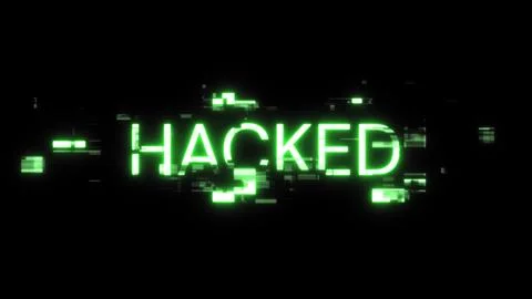 3D rendering hacked text with screen effects of technological glitches Stock-Illustration