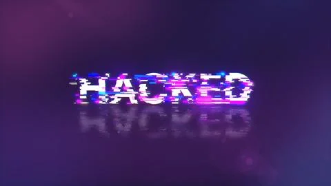 3D rendering hacked text with screen effects of technological glitches Stock Illustration
