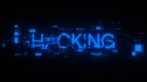 3D rendering hacking text with screen effects of technological glitches Stock Photos