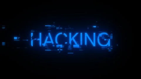 3D rendering hacking text with screen effects of technological glitches Stock Photos