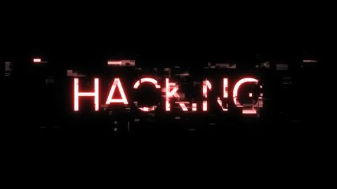 3D rendering hacking text with screen effects of technological glitches Stock Photos