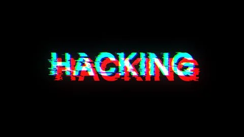 3D rendering hacking text with screen effects of technological glitches Stock Photos