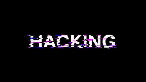 3D rendering hacking text with screen effects of technological glitches Stock Photos