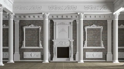 3D rendering of the hall in a classic style. Classic interior. Видео 228232599