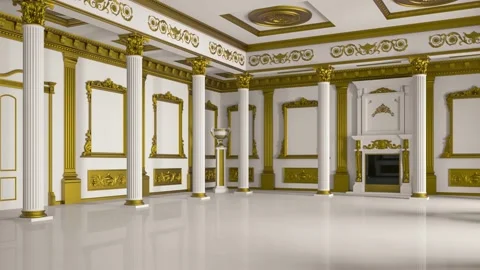 3D rendering of the hall in classical style Vidéo 222008640