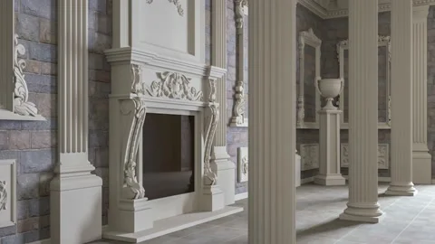 3D rendering of the hall in classical style Vidéo 222841049