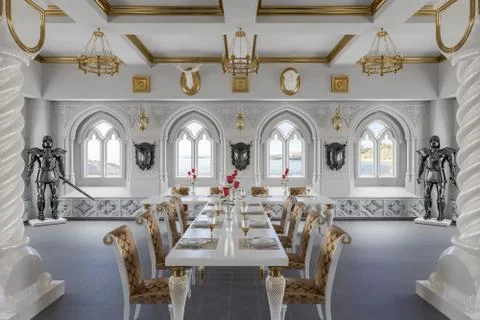 3d rendering of the hall in classical style Stock Illustration