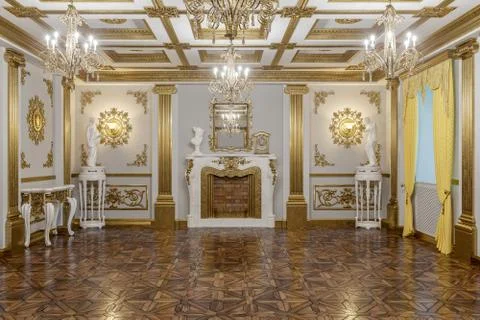 3d rendering of the hall in classical style Cinema 4D Corona renderer Stock Photos