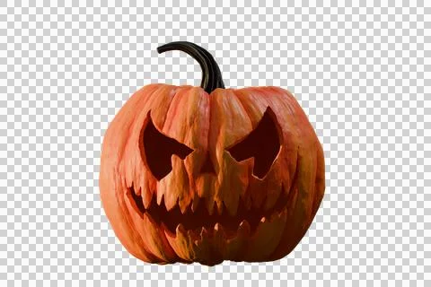 3D rendering of a Halloween pumpkin isolated on a transparent background. PNG Stock Illustration