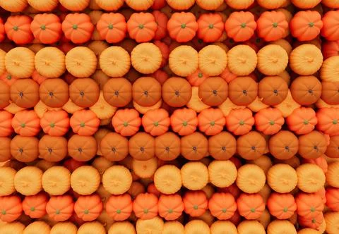 3d rendering of Halloween pumpkin stack top view, minimal Halloween backgroun Stock Illustration