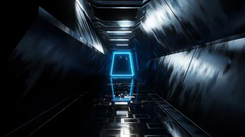 3D rendering, hallway, concrete surface abstract Stock Illustration