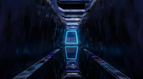 3D rendering, hallway, concrete surface abstract Stock Illustration