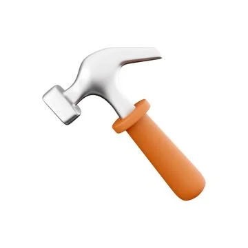 3D rendering of hammer hand tool on white background. 3D rendering and 스톡 일러스트
