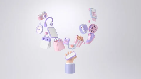 3d rendering of hand and Online shopping. Stock Footage 148856770