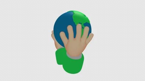 3D Rendering of hands holding the Earth icon concept of World Environment Day Stock Footage 270164788