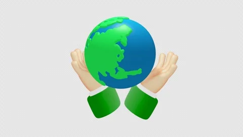 3D Rendering of hands holding the Earth icon concept of World Environment Day Stock Footage 270164866