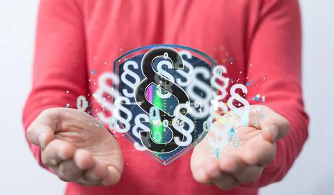 A 3D rendering of hands holding paragraph icons; customer service, good coope Stockfoto's