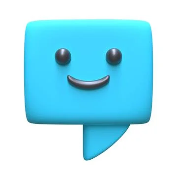 3d Rendering of happy emoji message box Stock Illustration