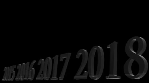 3d rendering of Happy new year 2018 3d text design with clear background colo Stock Illustration