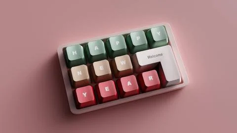 3D Rendering. Happy new year on the custom keyboard. Stock Illustration