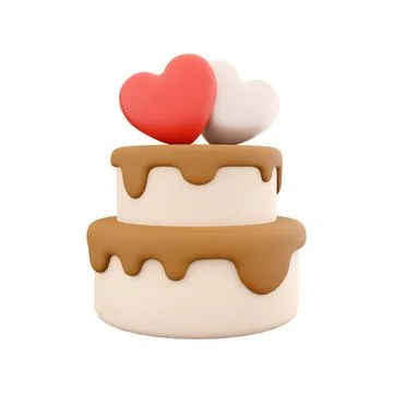 3d rendering Happy Valentines day cake with hearts icon. 3d render cake with 스톡 일러스트
