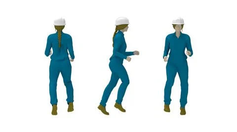 3D rendering of a hard hat worker with protective clothes uniform from front Stock Illustration