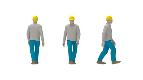 3D rendering of a hard hat worker with protective clothes uniform from front Stock Illustration