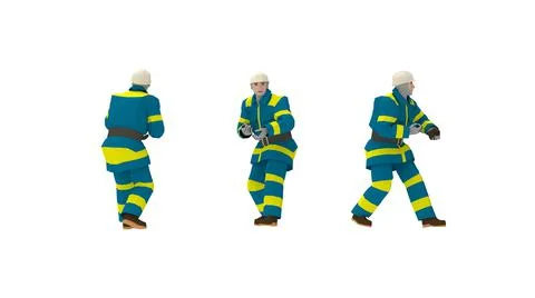 3D rendering of a hard hat worker with protective heat clothes uniform from Stock Illustration
