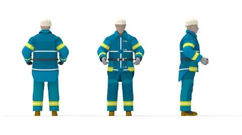 3D rendering of a hard hat worker with protective clothes uniform from front Stock Illustration
