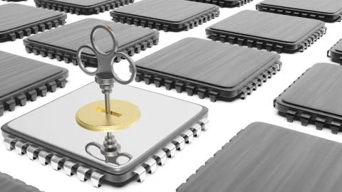 The 3d rendering of hardware IC with security capability Illustrazione stock