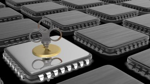 The 3d rendering of hardware IC with security capability Stock Illustration