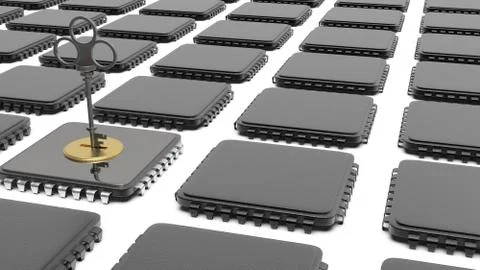The 3d rendering of hardware IC with security capability Illustrazione stock