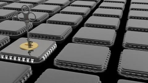 The 3d rendering of hardware IC with security capability Illustrazione stock