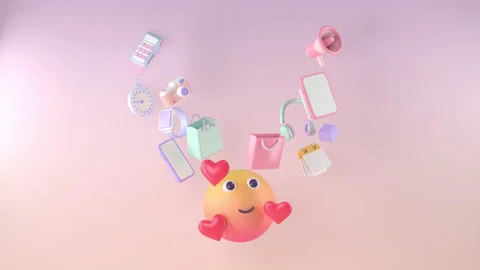 3d rendering of head and Online shopping. Stock Footage 148856825