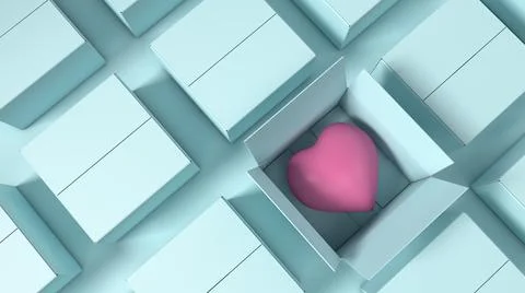 3d rendering of a heart in a box Illustrazione stock