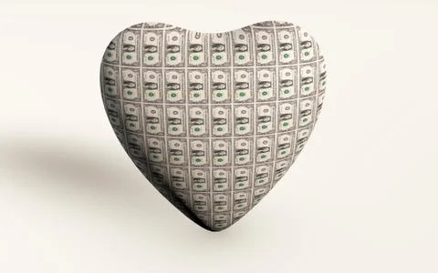 3d rendering of a heart made from us dollars money Stock Illustration