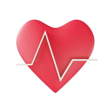 3d rendering of Heartbeat, 3d icons, pastel minimal cartoon style  isolated Stock Illustration