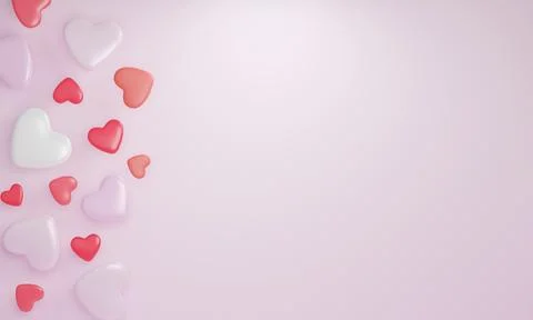 3d rendering, Hearts on pink background. Symbols of love for Mother's, Valent Stock Illustration