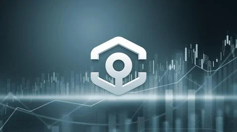 3D rendering hedera cryptocurrency coin on colorful background, cryptocurrenc Illustrazione stock