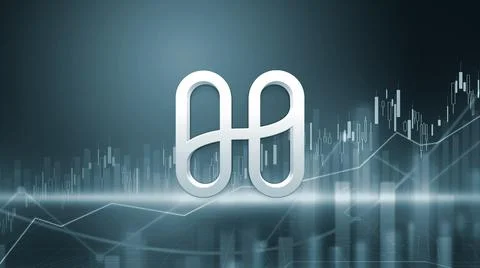 3D rendering hedera cryptocurrency coin on colorful background, cryptocurrenc Stock Illustration