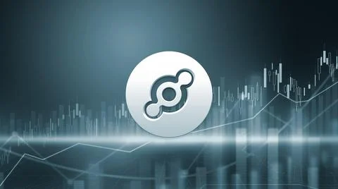 3D rendering hedera cryptocurrency coin on colorful background, cryptocurrenc Stock Illustration