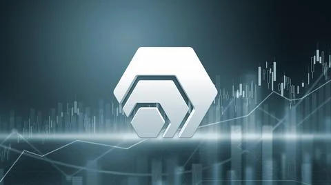 3D rendering hedera cryptocurrency coin on colorful background, cryptocurrenc Illustrazione stock