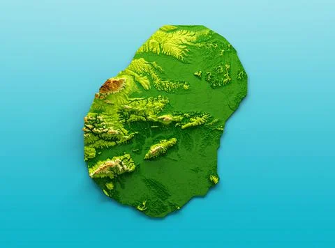 3D rendering of a height map of Nauru with shaded relief Ilustración de archivo