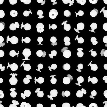 3d rendering. Height map. Seamless pattern of marble vases scattered at rando Illustrazione stock