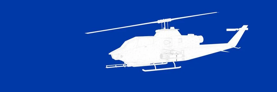 3d rendering of a helicopter on a blue background blueprint Stock Illustration