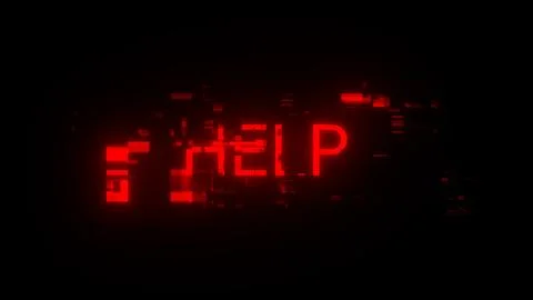 3D rendering help text with screen effects of technological glitches Stock Illustration